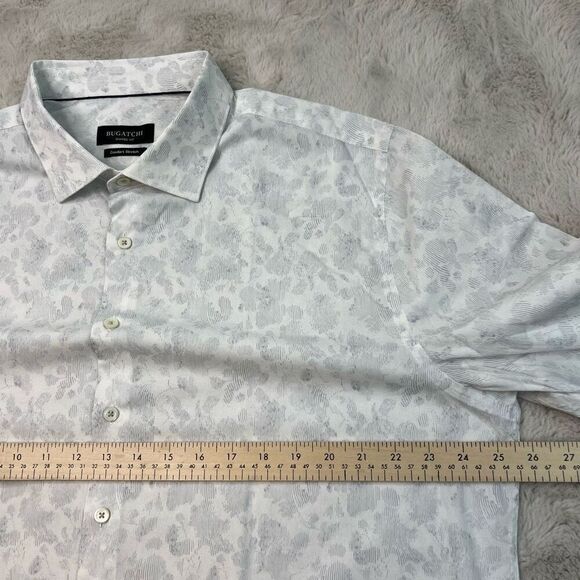 Bugatchi Dress Shirt White Pattern Shaped Fit Comfort Stretch Button Up Size 3XL - Picture 5 of 9